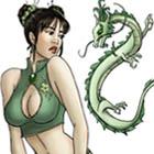 Chinese Dragon and Woman Tattoo Flash