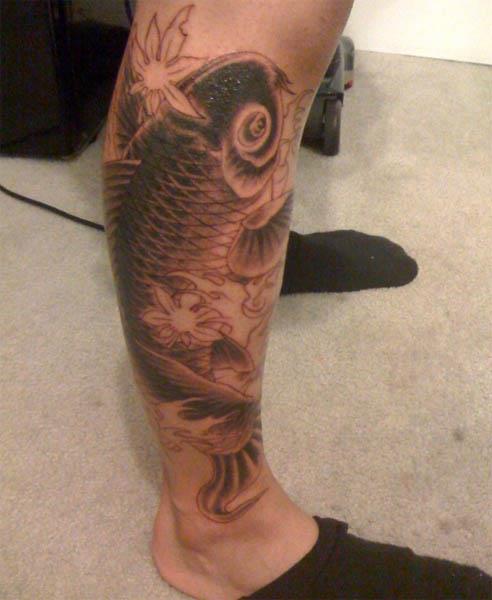 koi fish black tattoo Black Koi Fish Tattoo