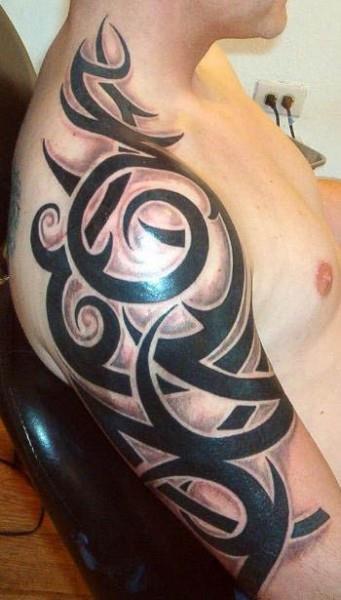 While there's a lot of contrast in this tribal tattoo the shading around