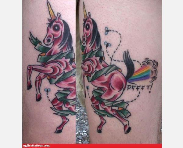Unicorn Farting Rainbows Tattoo Unbelievably Weird Unicorn Tattoos