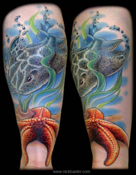 angel shark and starfish tattoo Angel Shark and Starfish Tattoo