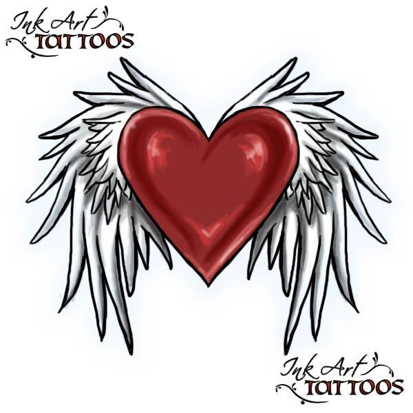heart with wings tattoo flash Heart with Wings Tattoo Flash