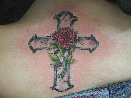 cross and rose tattoo Cross and Rose Tattoo