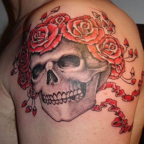 grateful deadl rose skull tattoo Grateful Dead Skull and Roses Tattoo