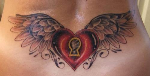 Locked Heart With Wings Lower Back Tattoo « Ink Art Tattoos