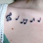 Music Notes Collarbone Tattoo