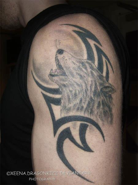 Howling Wolf and tribal tattoo Howling Wolf and Tribal Tattoo