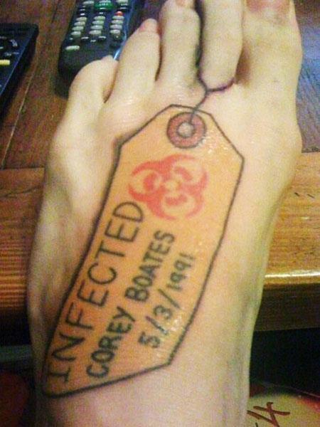 infected toe tag tattoo Infected Toe Tag Tattoo