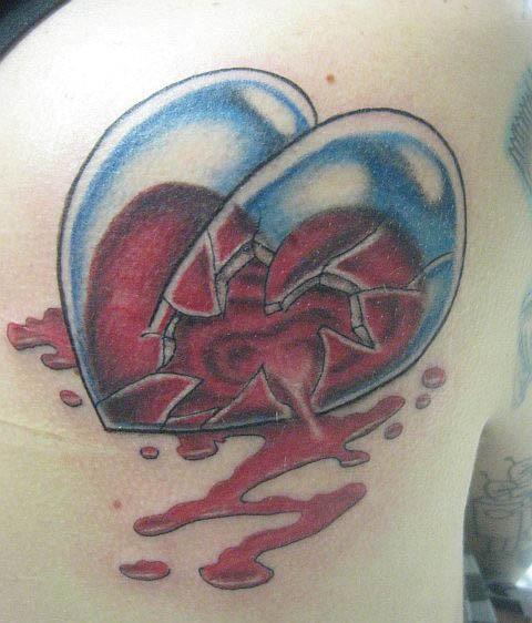 leaking broken heart tattoo Broken Leaking Glass Heart Tattoo