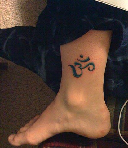 om symbol tattoo Om Symbol Ankle Tattoo