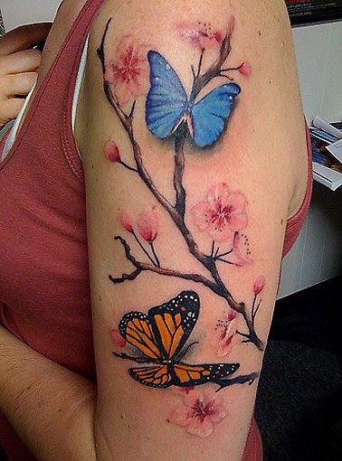 cherry blossom butterflies tattoo Cherry Blossom Butterflies Tattoo