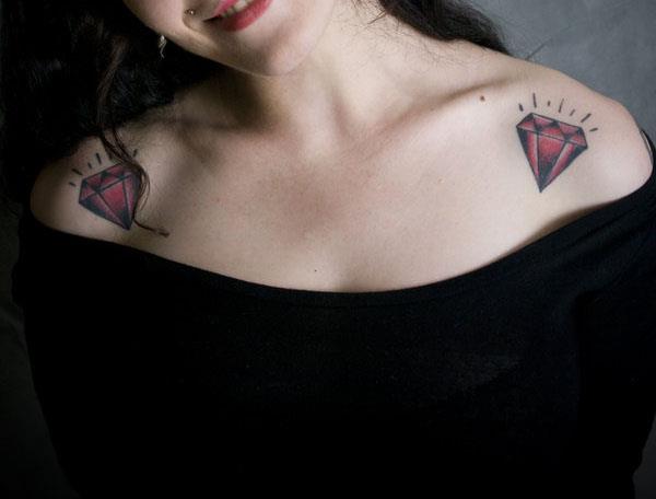 sparkly red gem tattoos Sparkling Red Gem Tattoos