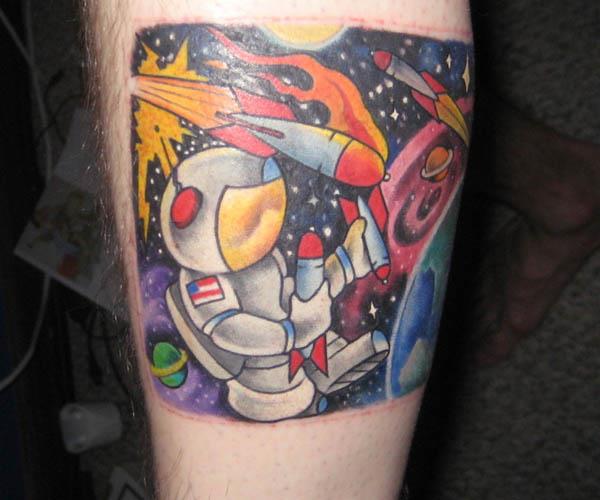 Astronaut Playing With Rockets Tattoo Astronaut Playing With Rockets Tattoo