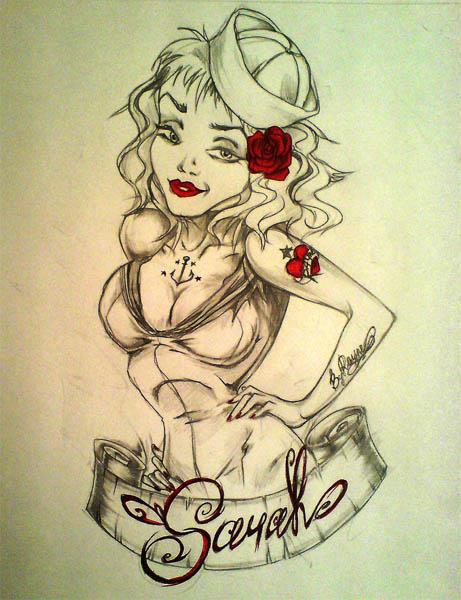 A tribute to old school style tattoos this tattoo flash titled New School 