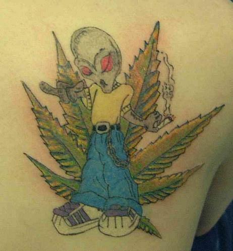 Alien Weed Tattoo