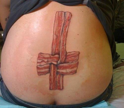 inverted bacon cross tattoo Bacon Tattoos Are Good For Me