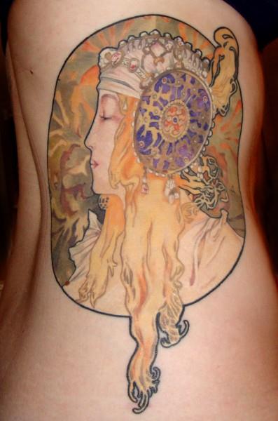 tattoo 2 weeks after final session 397x600 Alphonse Mucha The Blonde 1897