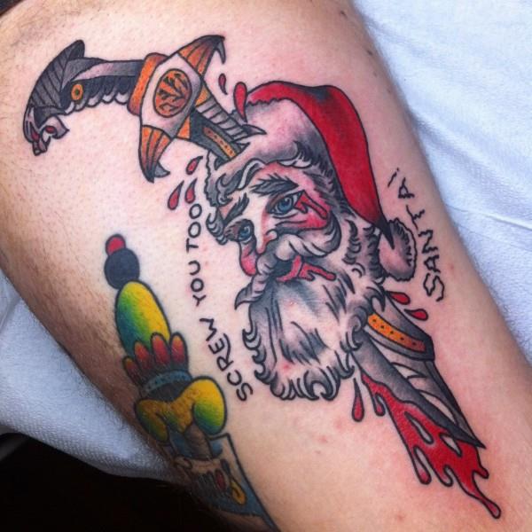 Screw you too Santa 600x600 17 Christmas Tattoos That You Have To See