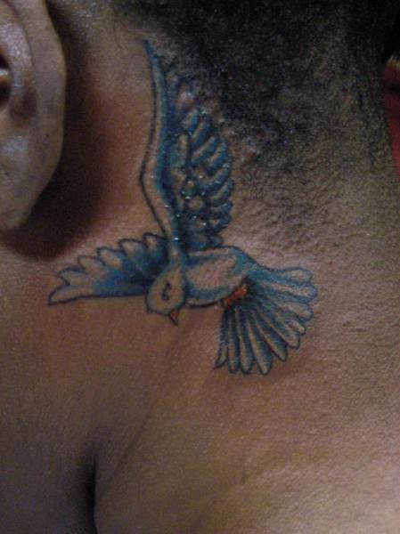 small dove neck tattoo 449x600 Small Dove Neck Tattoo