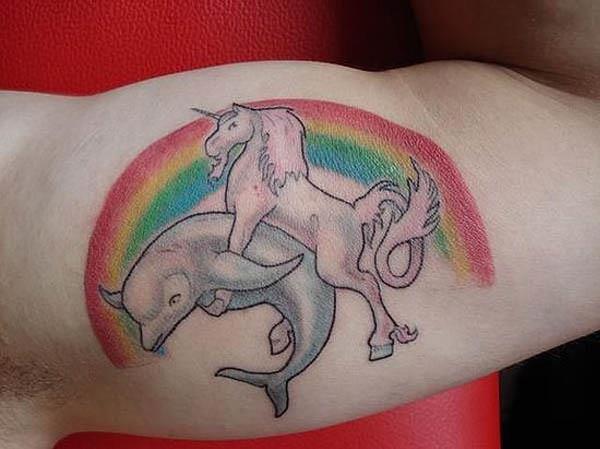 Unicorn Humping a Dolphin Tattoo Unbelievably Weird Unicorn Tattoos