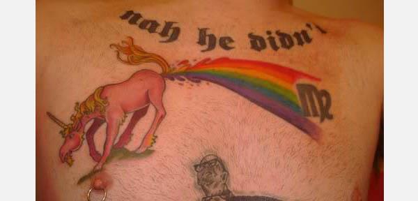 nah he didnt unicorn tattoo Unbelievably Weird Unicorn Tattoos