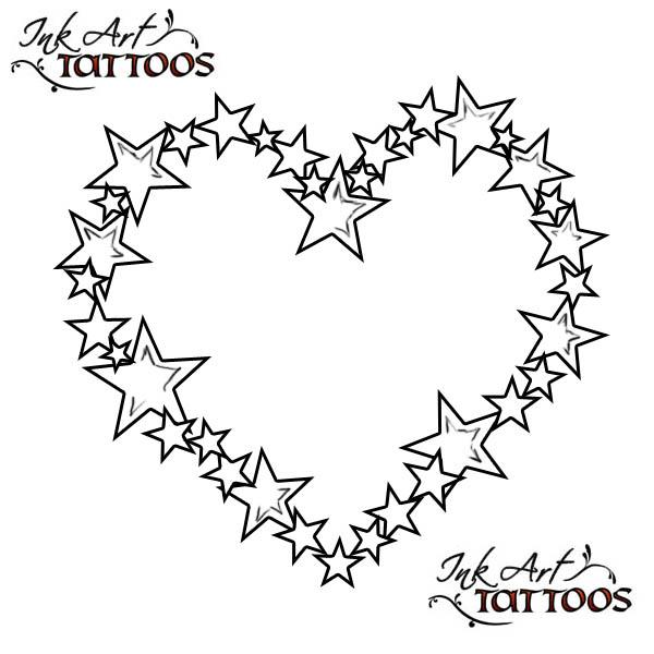 star heart tattoo flash Star Heart Tattoo Flash