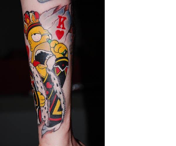 King of Hearts Homer Tattoo Celebrate 20 Years of The Simpsons with 20 Tattoos