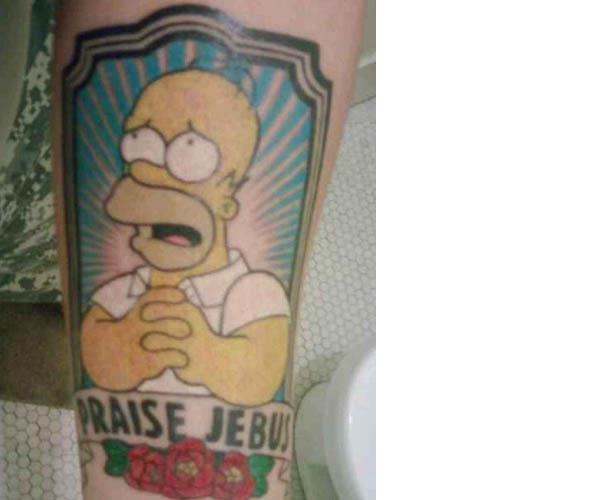 Praise Jebus Homer Tattoo Celebrate 20 Years of The Simpsons with 20 Tattoos