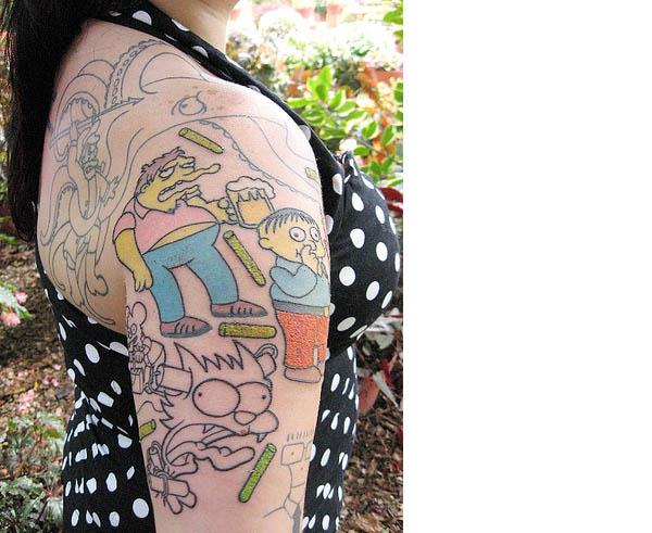 Unfinished Simpsons Arm Tattoo Celebrate 20 Years of The Simpsons with 20 Tattoos