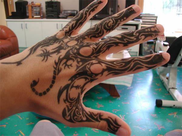 detailed tribal hand tattoo Detailed Tribal Hand Tattoo