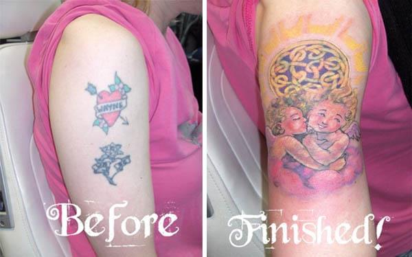 wayne cherub name coverup tattoo Clever Cover Up Tattoos After The Break Up