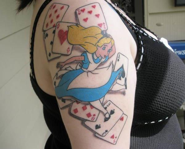 Disney Alice in Wonderland Cards tattoo Ink in Wonderland: 25 Mad Alice in Wonderland Tattoos