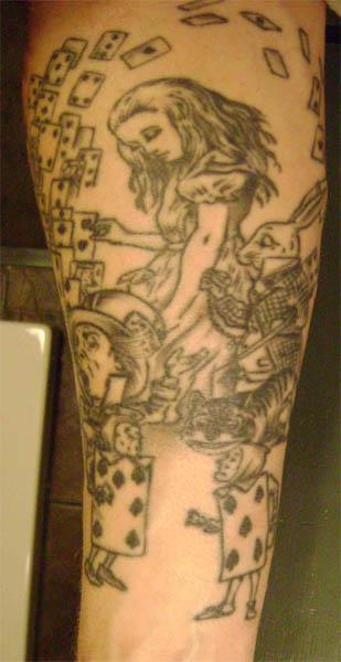 lewis carroll alice illustration collage tattoo Ink in Wonderland: 25 Mad Alice in Wonderland Tattoos