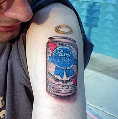 pabst blue ribbon beer tattoo A Sobering Look At Booze Tattoos