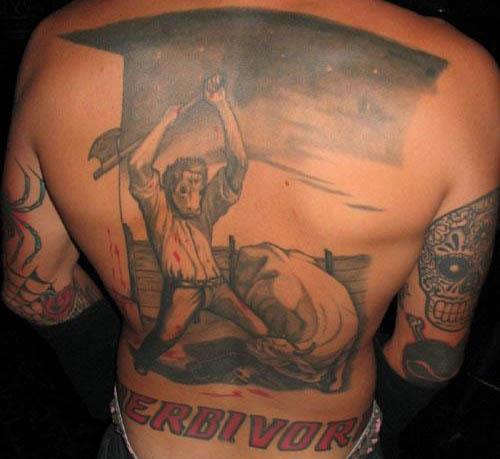 Cow Man Killing Man Cow tattoo Vegan Tattoos Are Hardcore