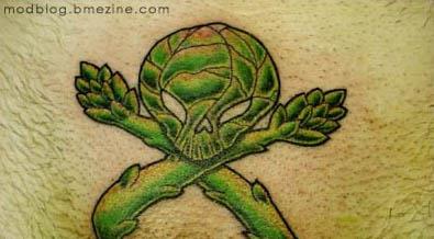 Veggie Skull and Cross Bones tattoo Vegan Tattoos Are Hardcore